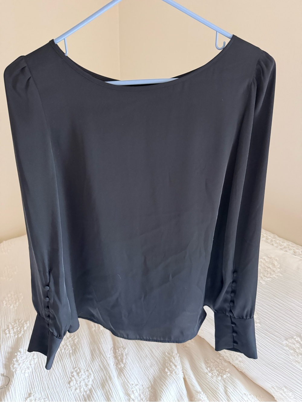 Express Black Long-Sleeve Boatneck Blouse, S